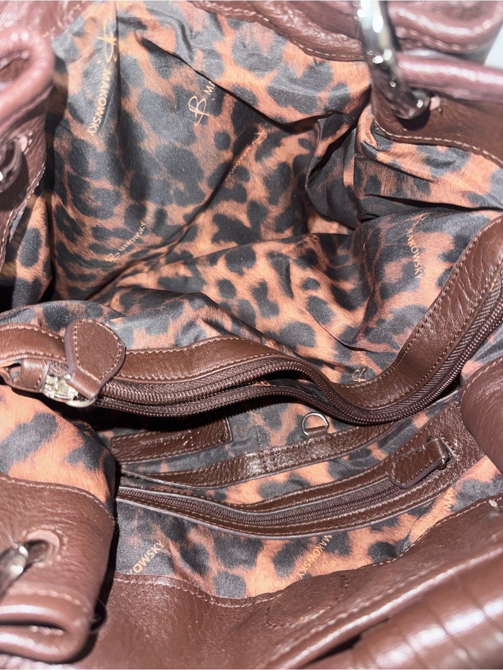 b. makowsky Dark Brown Pebbled Leather Shoulder Bag - Picture 8 of 8
